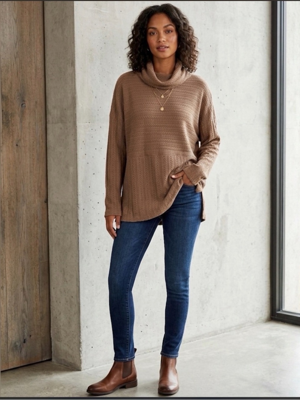 Muk Luks Brown Cowl Neck Tunic Size XL. Item # A678331.